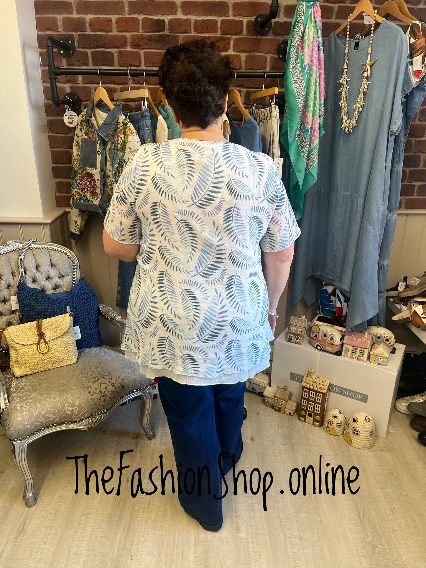 Yasmin blue leaf layered top sizes 16 and 18