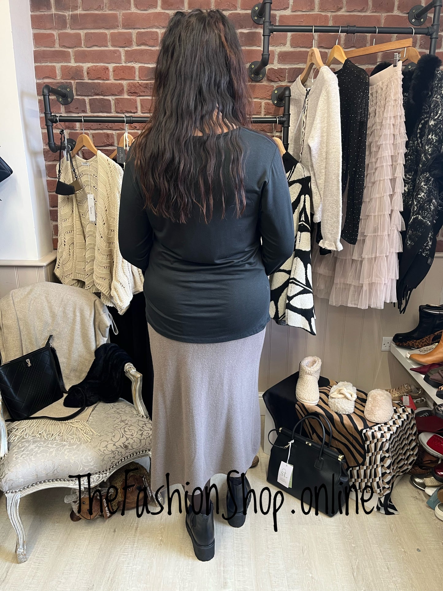 Tia black long sleeve layering top 12-18