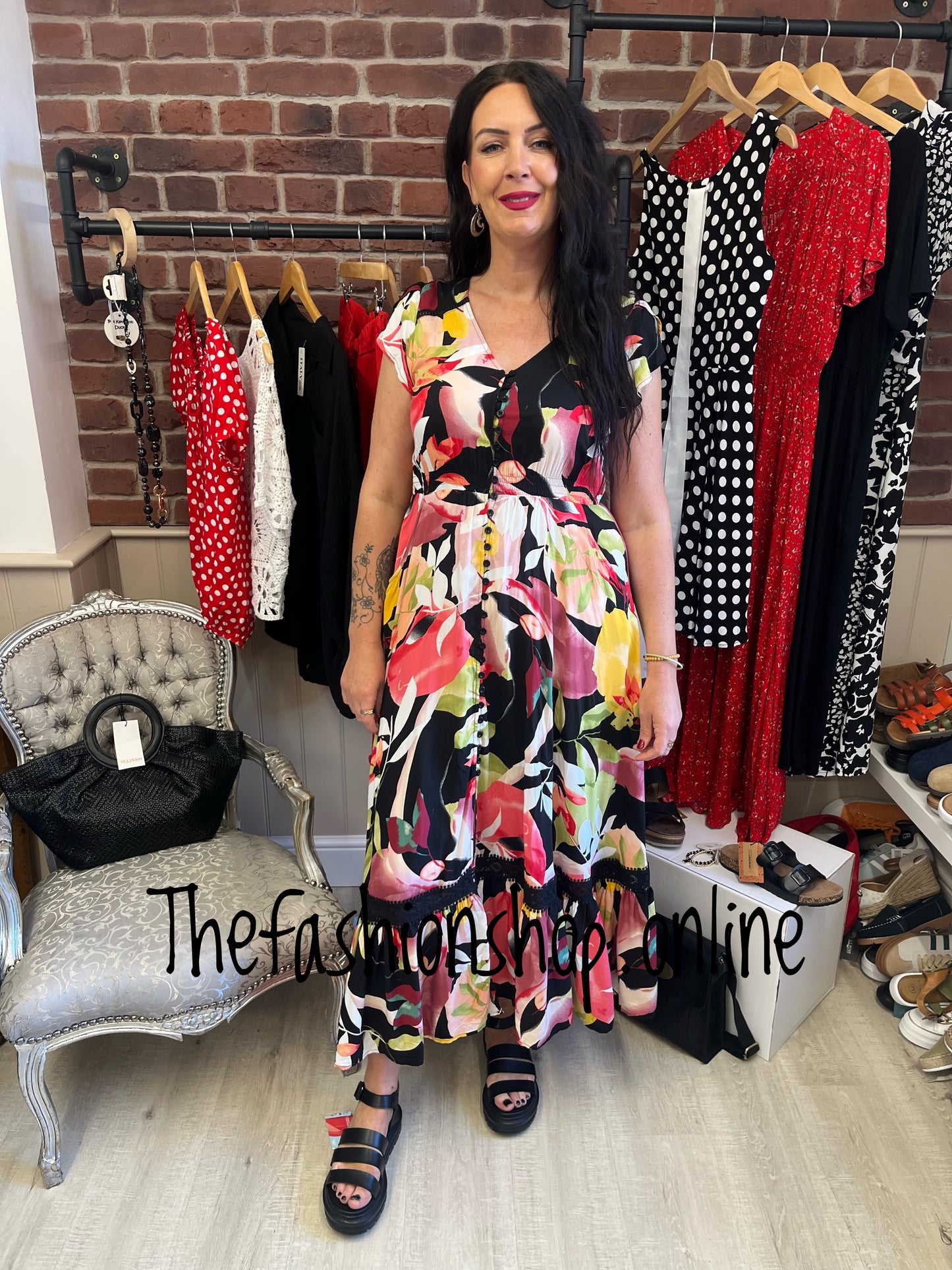 Stella Morgan black floral maxi dress sizes 10-20