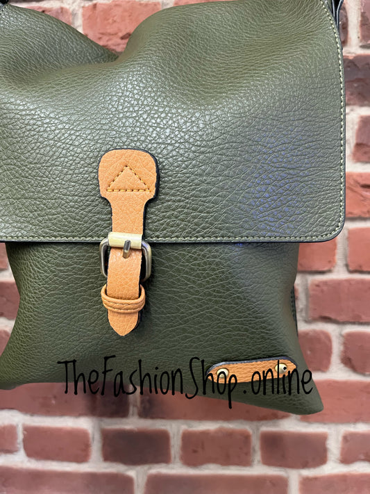 Carolyn large khaki messenger bag