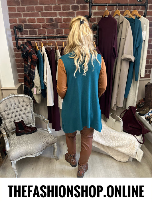 Monica teal waterfall waistcoat 8-20