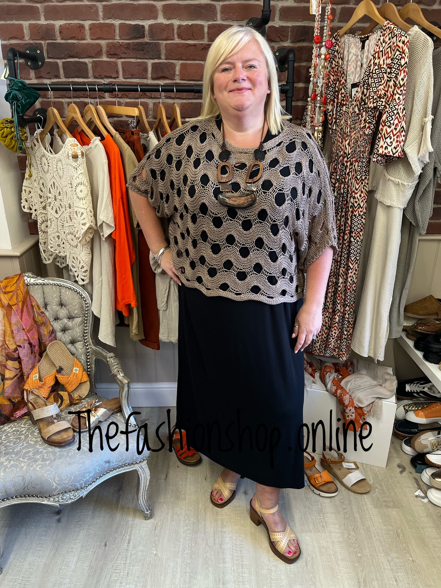 Rochelle dark mocha crochet top 8-20