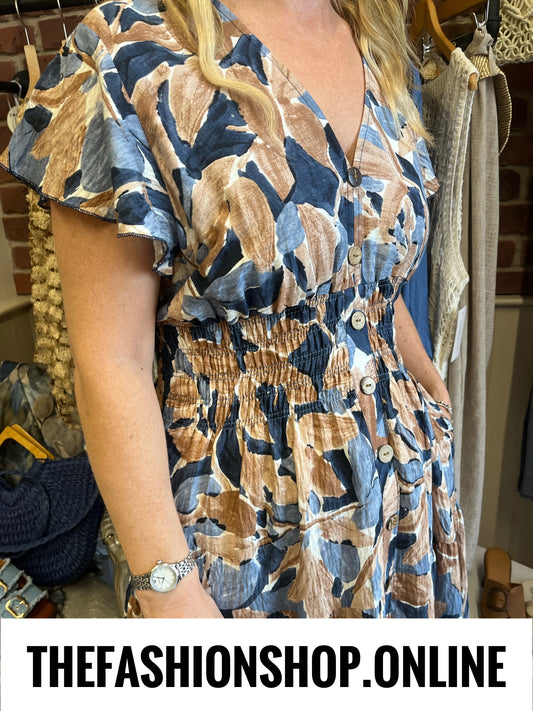 Harmony Terracotta Tide Midi V Neck Dress 10-18