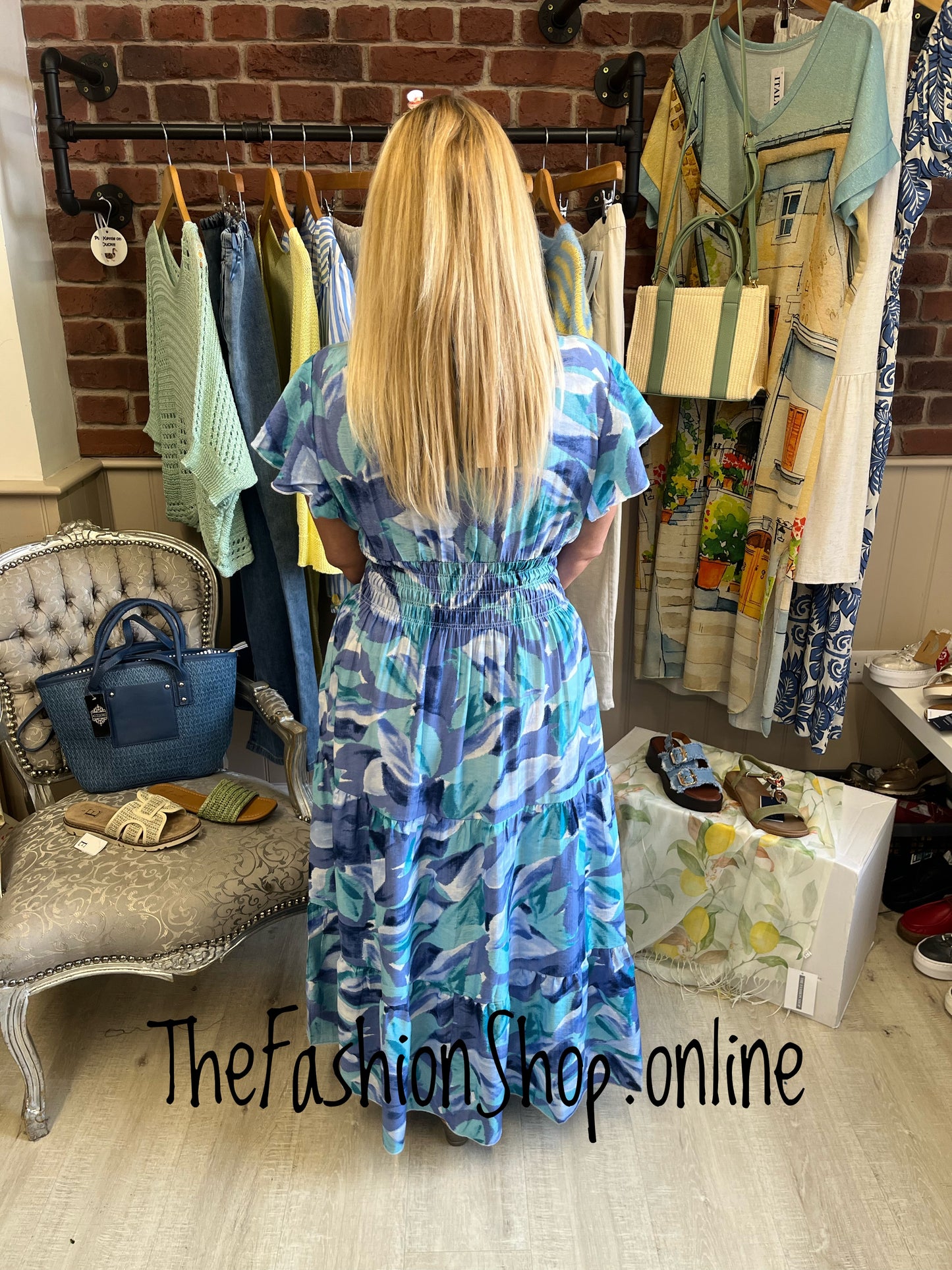 Harmony Ocean Whisper printed Maxi dress 10-18