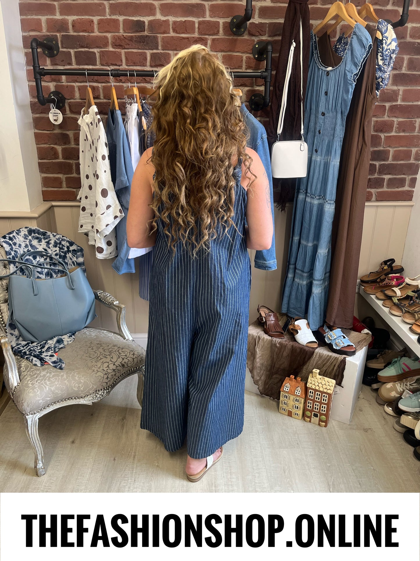 Myla denim pinstripe dungarees 12-16