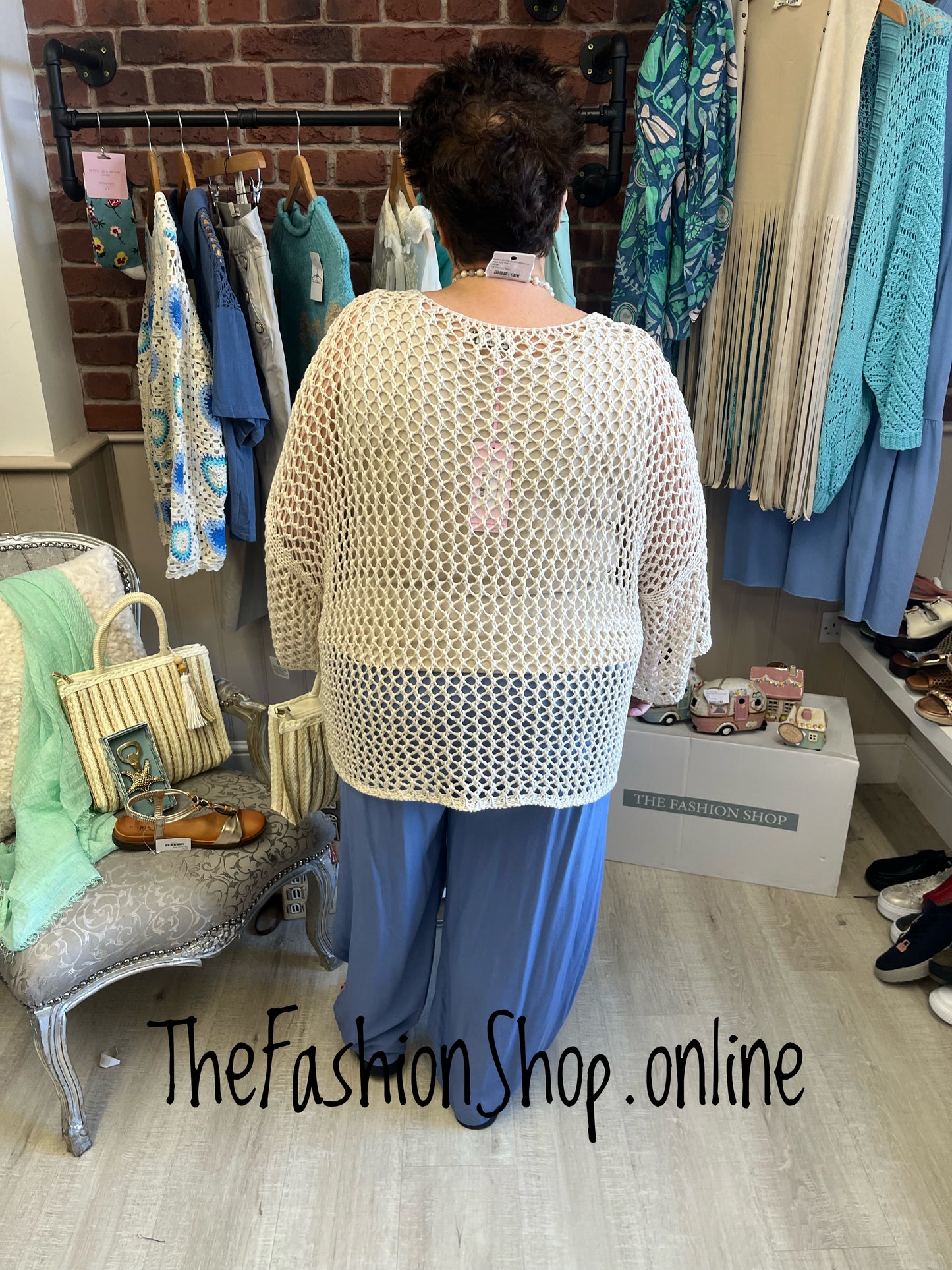 Anna beige crochet layering top 12-20