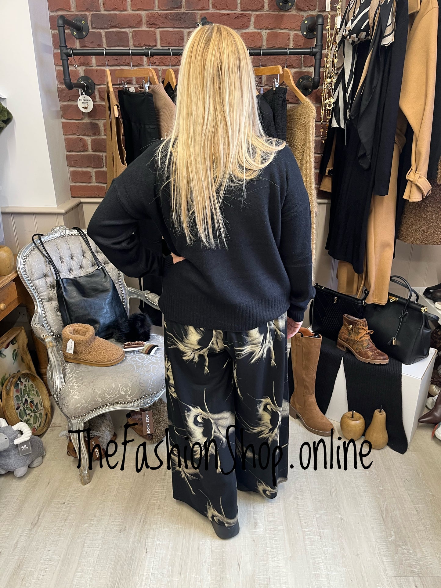 Esme printed wide leg trousers 12-20