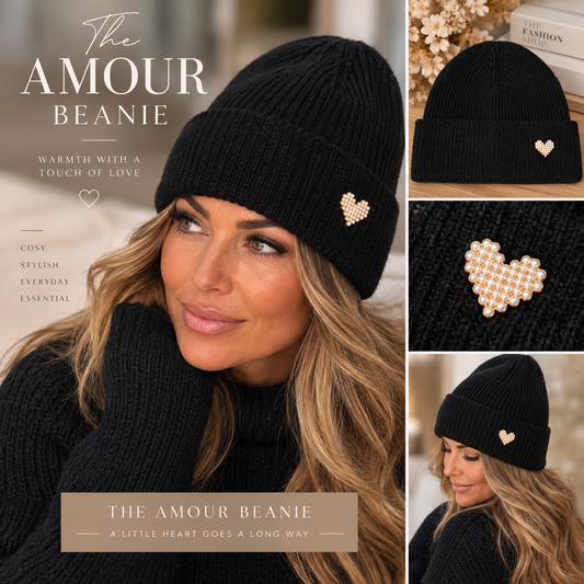 The Amour Beanie Hat in Black