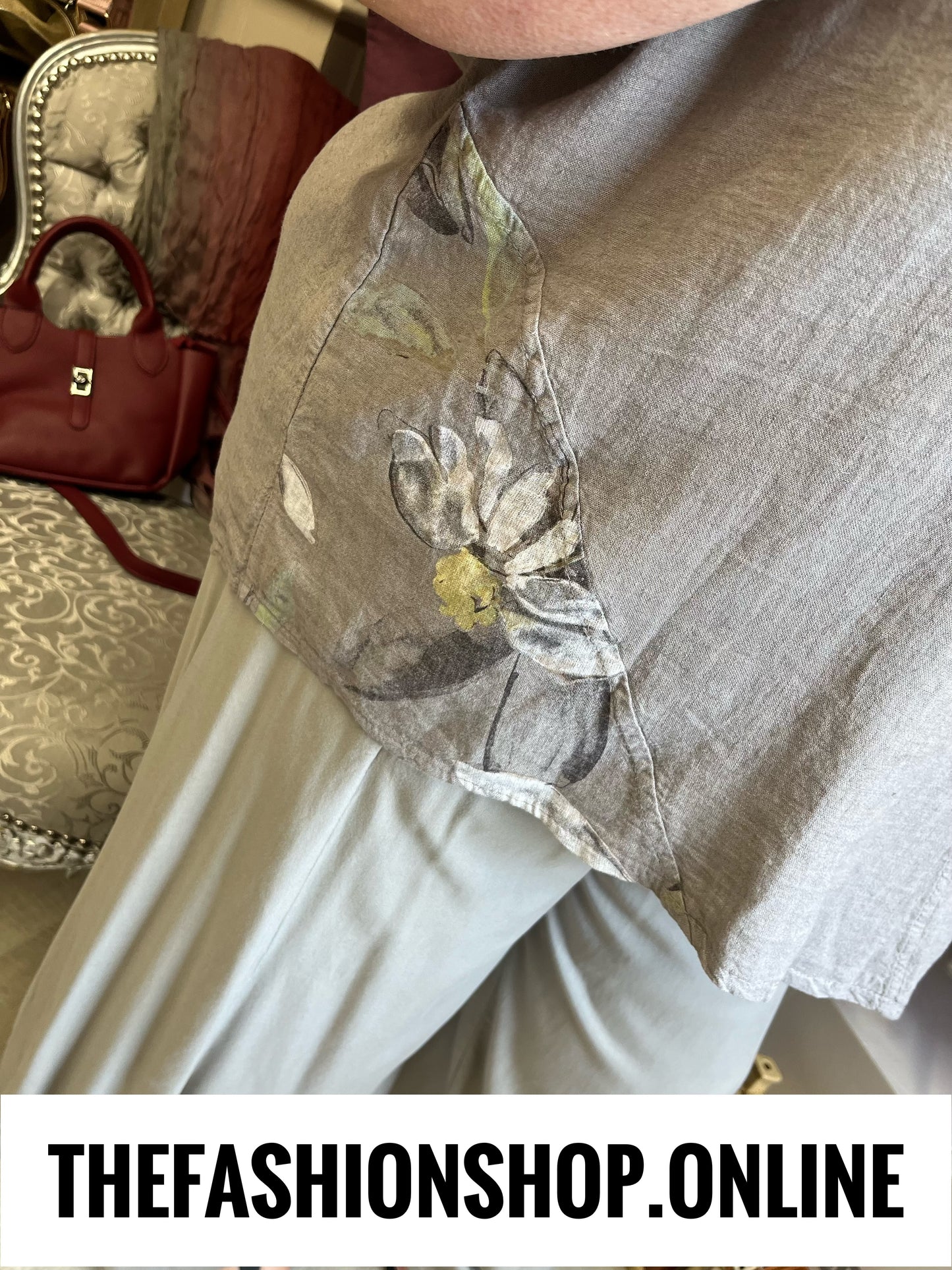 Monica mocha linen mix top 14-20
