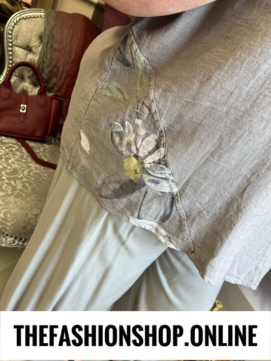 Monica mocha linen mix top 14-20