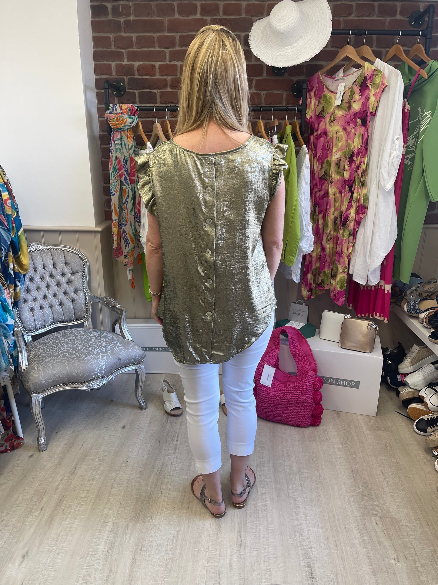 Gold button back top 10-16