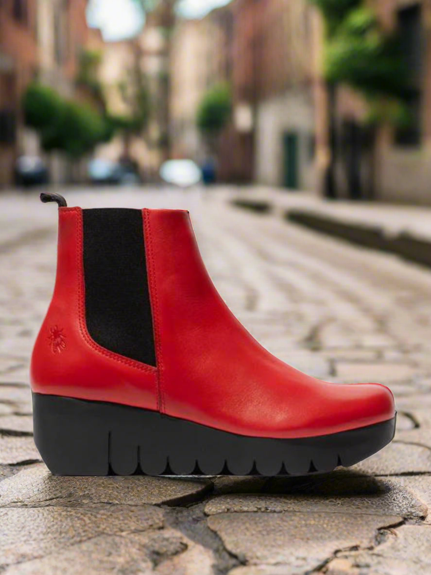 Fly of London Vaze Burn red leather Chelsea boot sizes 4 8 The Fashion Shop