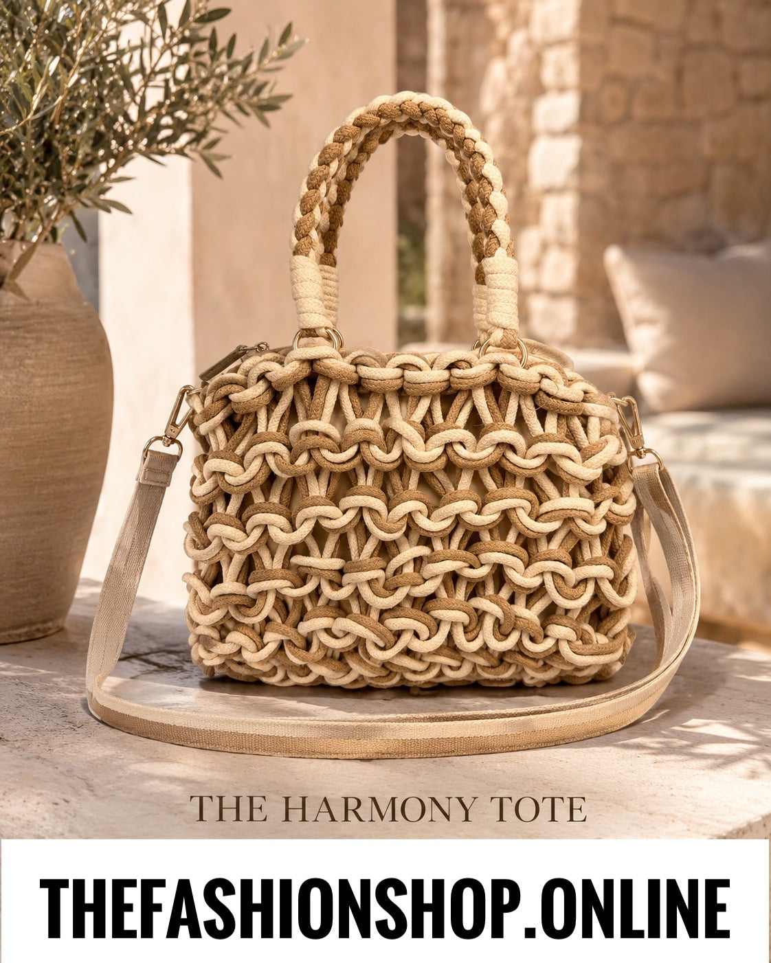 The Harmony Bag in Camel and Cream