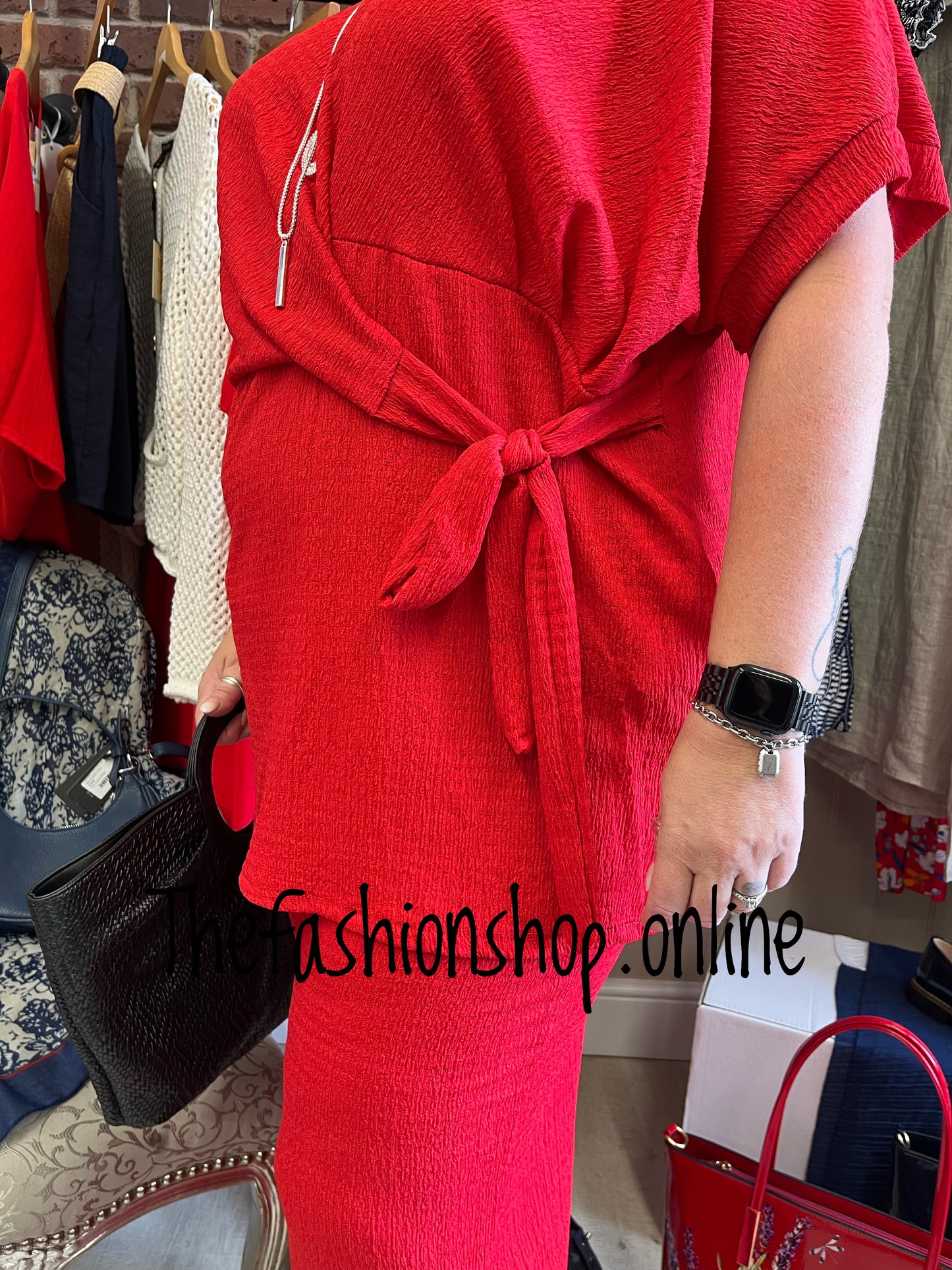 Lois red side tie co-ord 12-20