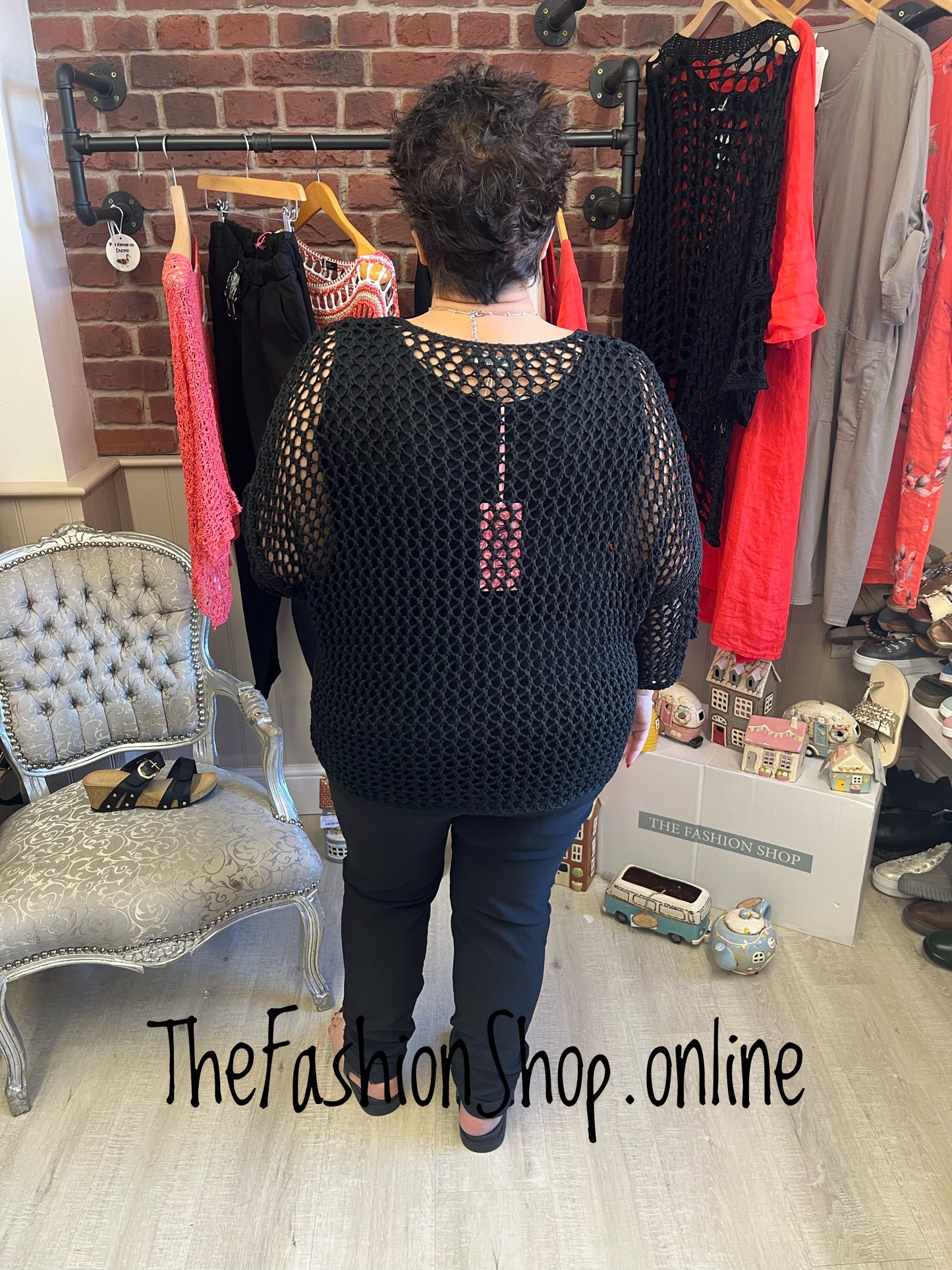 Anna black crochet layering top 12-20