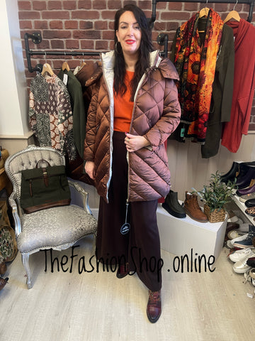 Fly Out bronze padded mid length coat sizes 10-18