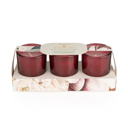 Candlelight Set of 3 Voltives Peony and Water Lily