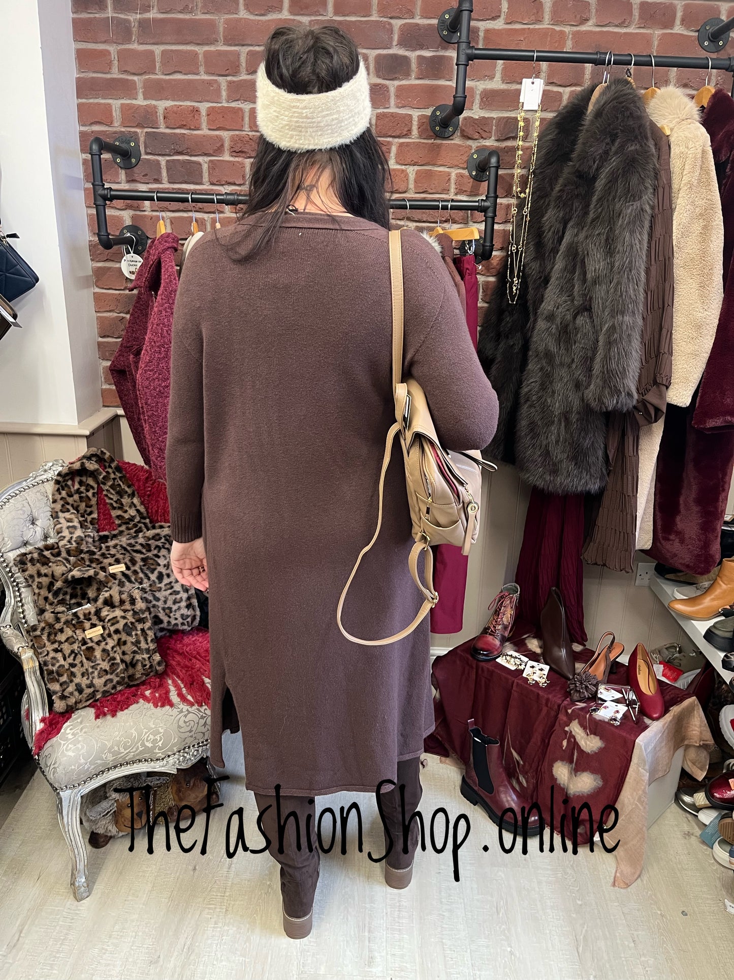 Milan brown longline cardigan 8-16