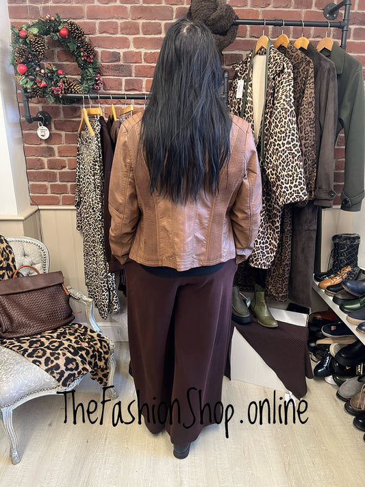 Stella Morgan Tan Faux Leather Jacket sizes 10, 12, 14, 16, 18