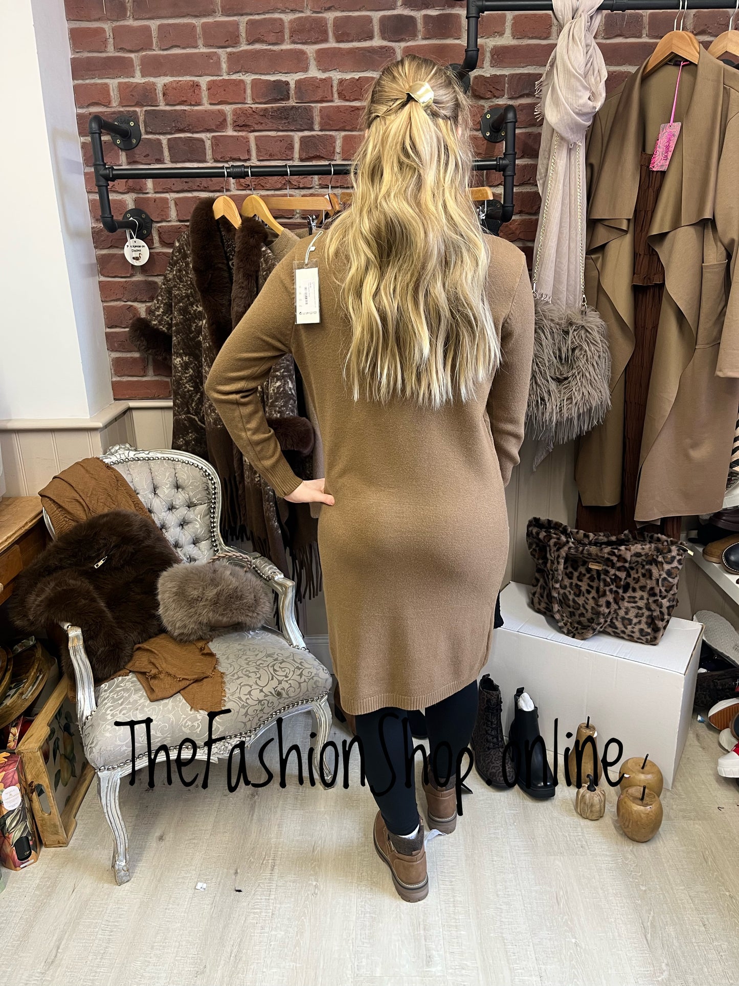Charlotte camel jumper dress 12-16