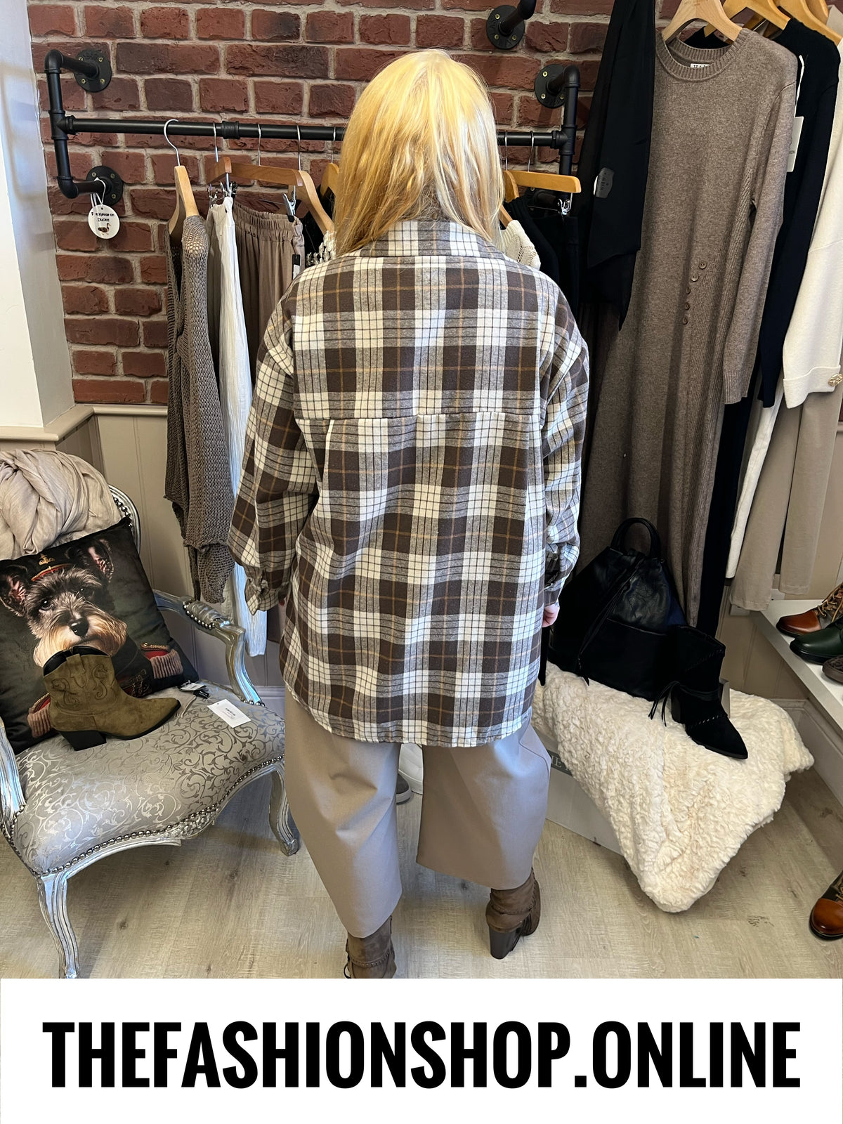 Lacey brown plaid high low shirt 10-20