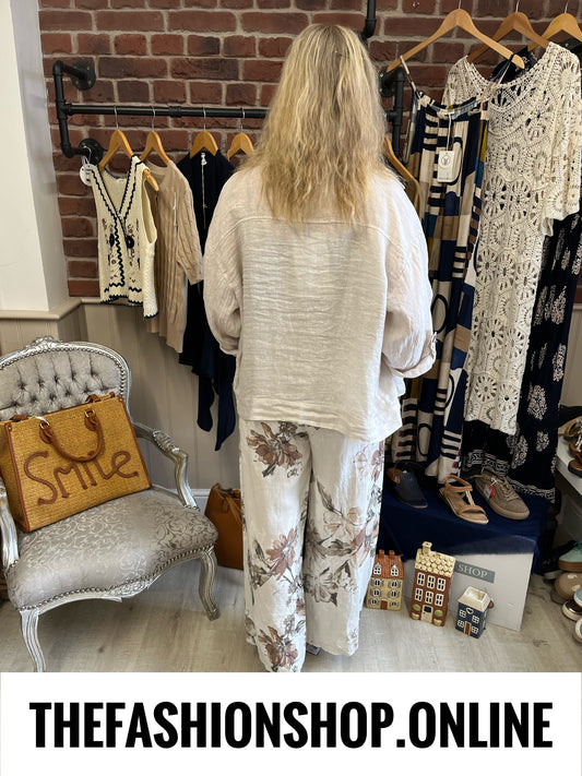 Rachel floral linen trousers 10-16