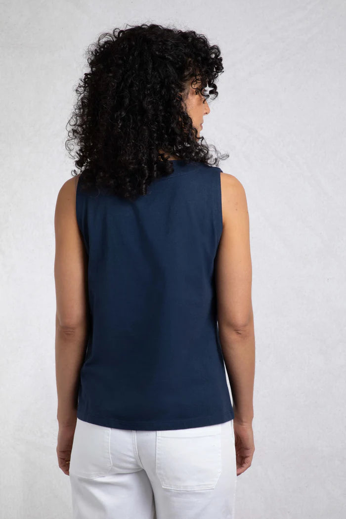 Weird Fish navy Tirtha embroidered vest sizes 8-22