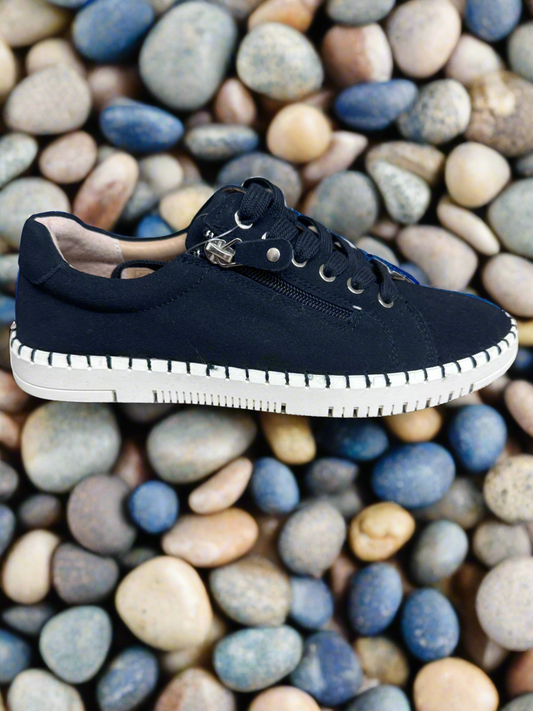 Jo & Joe Cadiz navy leather suede trainer sizes 4-8