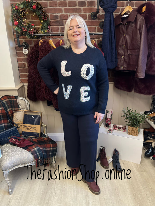 Jamie navy love wool mix jumper 12-18