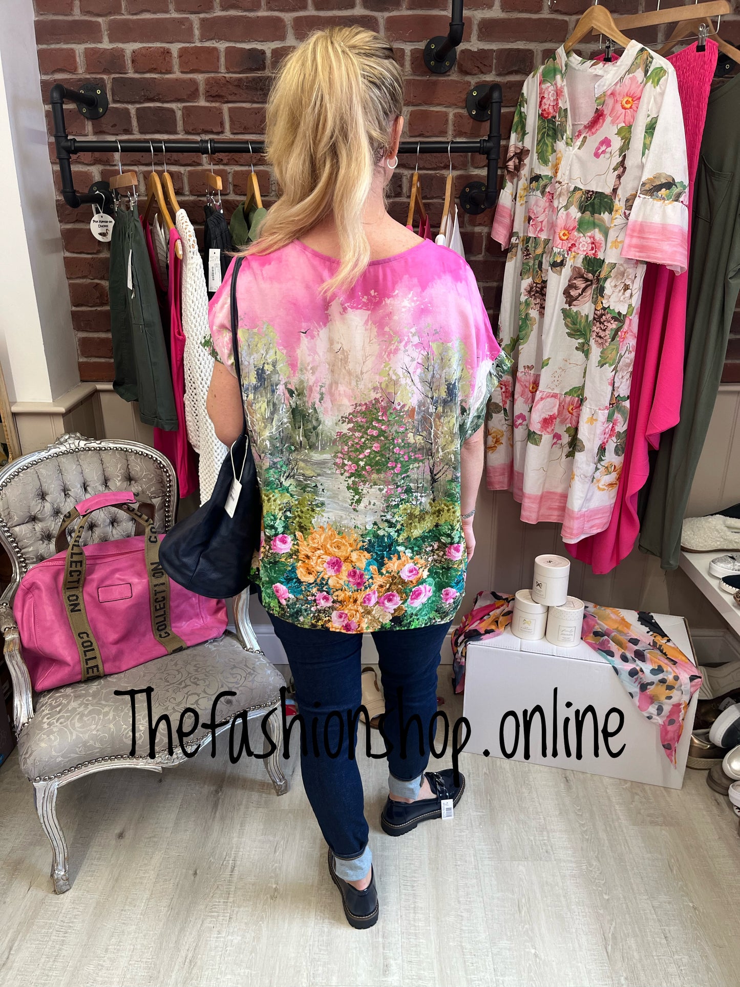 Rose garden top in pink - 12-16