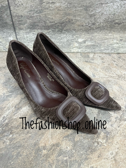 Keely brown heeled buckle shoes sizes 3-8 (36-41)