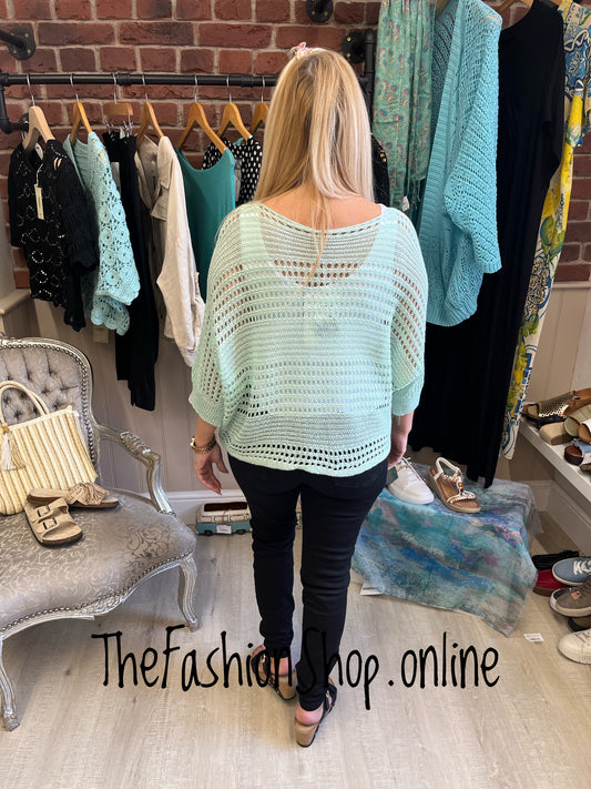 Sonia aqua crochet layering top 8-16