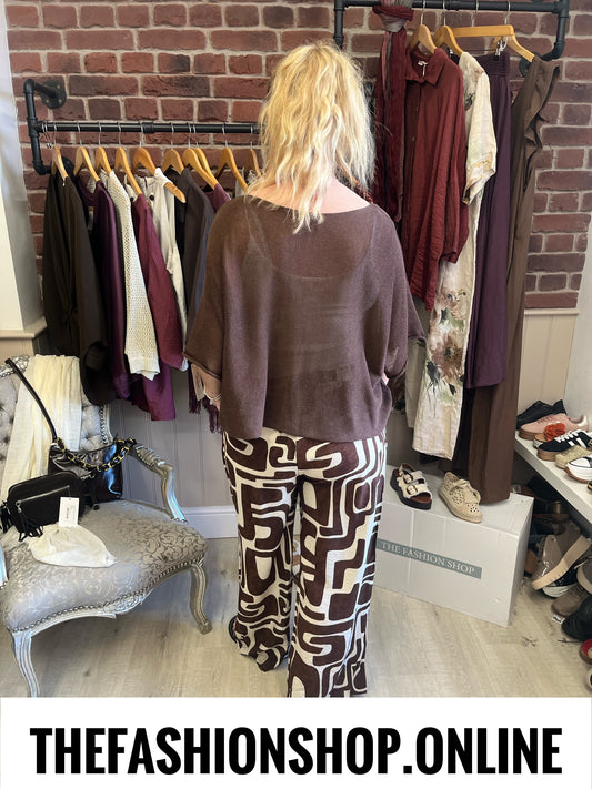 Tasmin brown and beige linen mix trousers 8-10 and 12-14