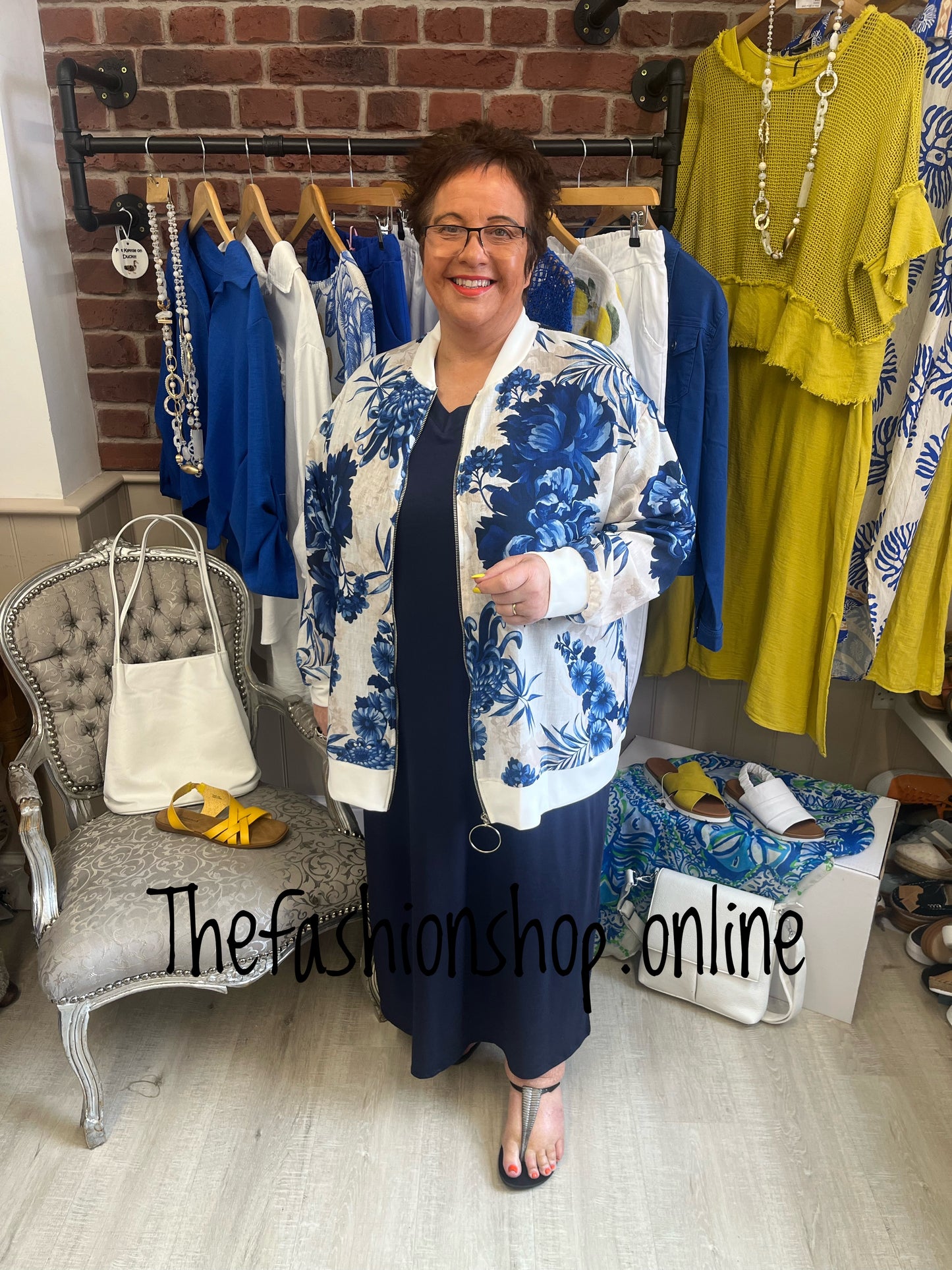 Poppy navy and cream lightweight jacket 16-20