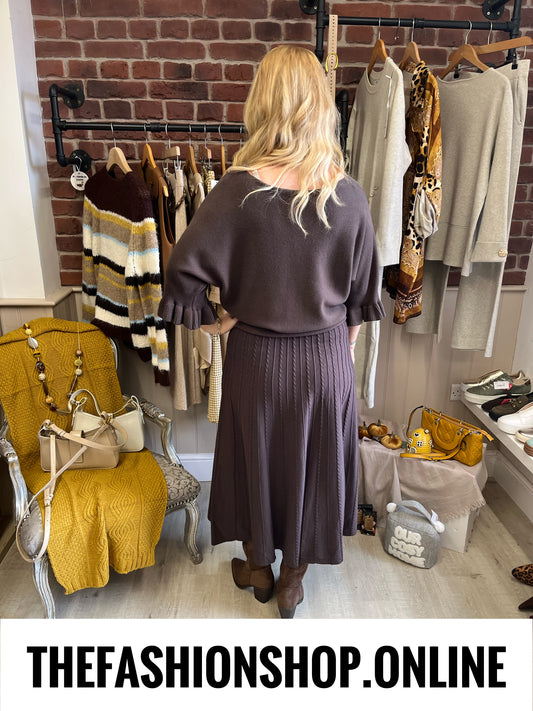 Annabelle brown knitted A line skirt 10-16