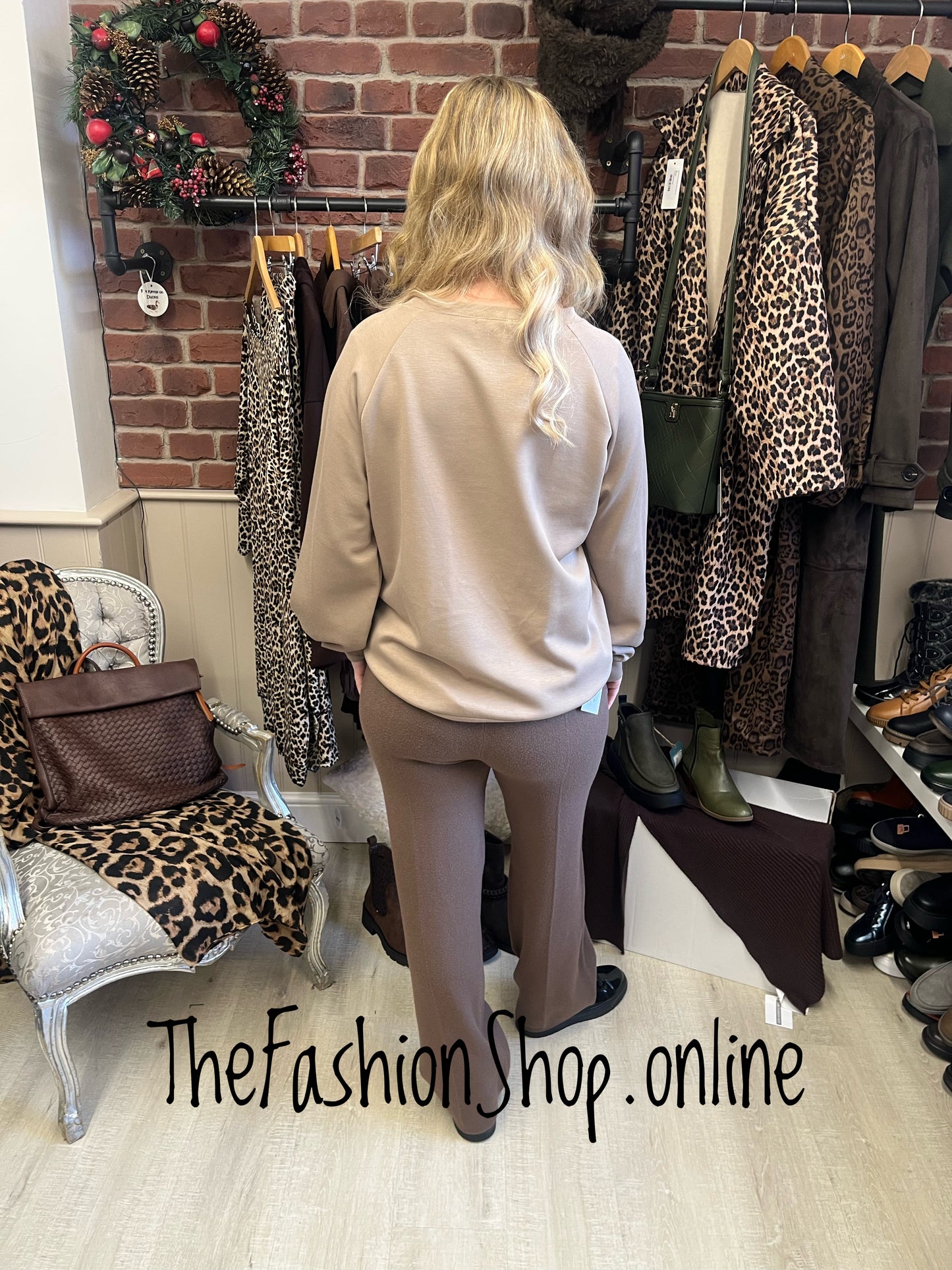 Millie brown fine knit trousers 8-14