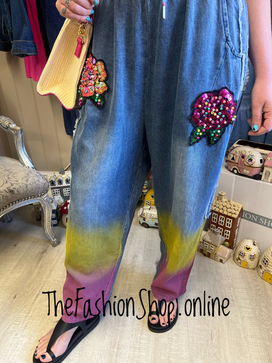 Fly Out dip dye sequin jeans 10-16