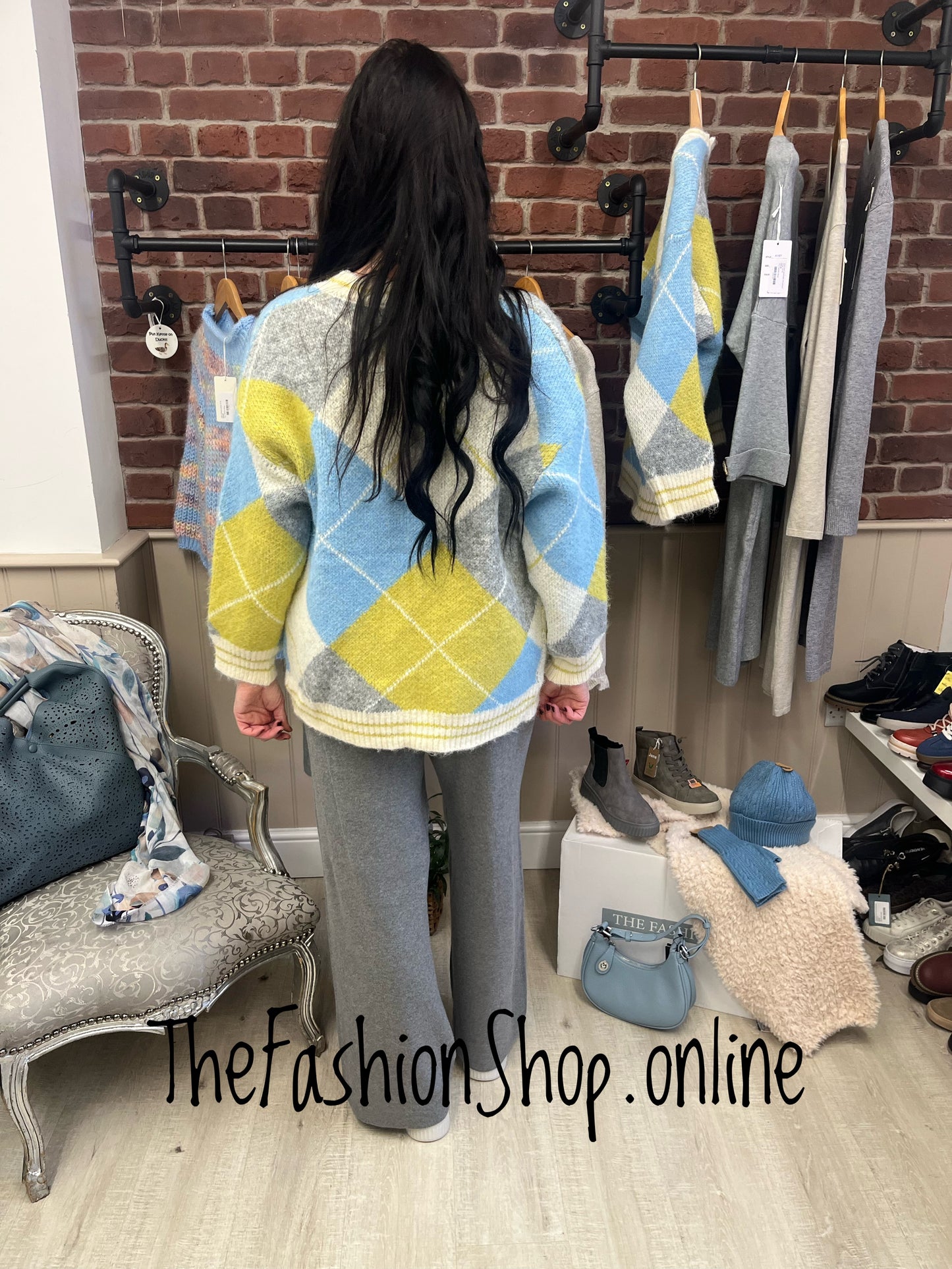 Sara wool mix argyle cardigan 12-16