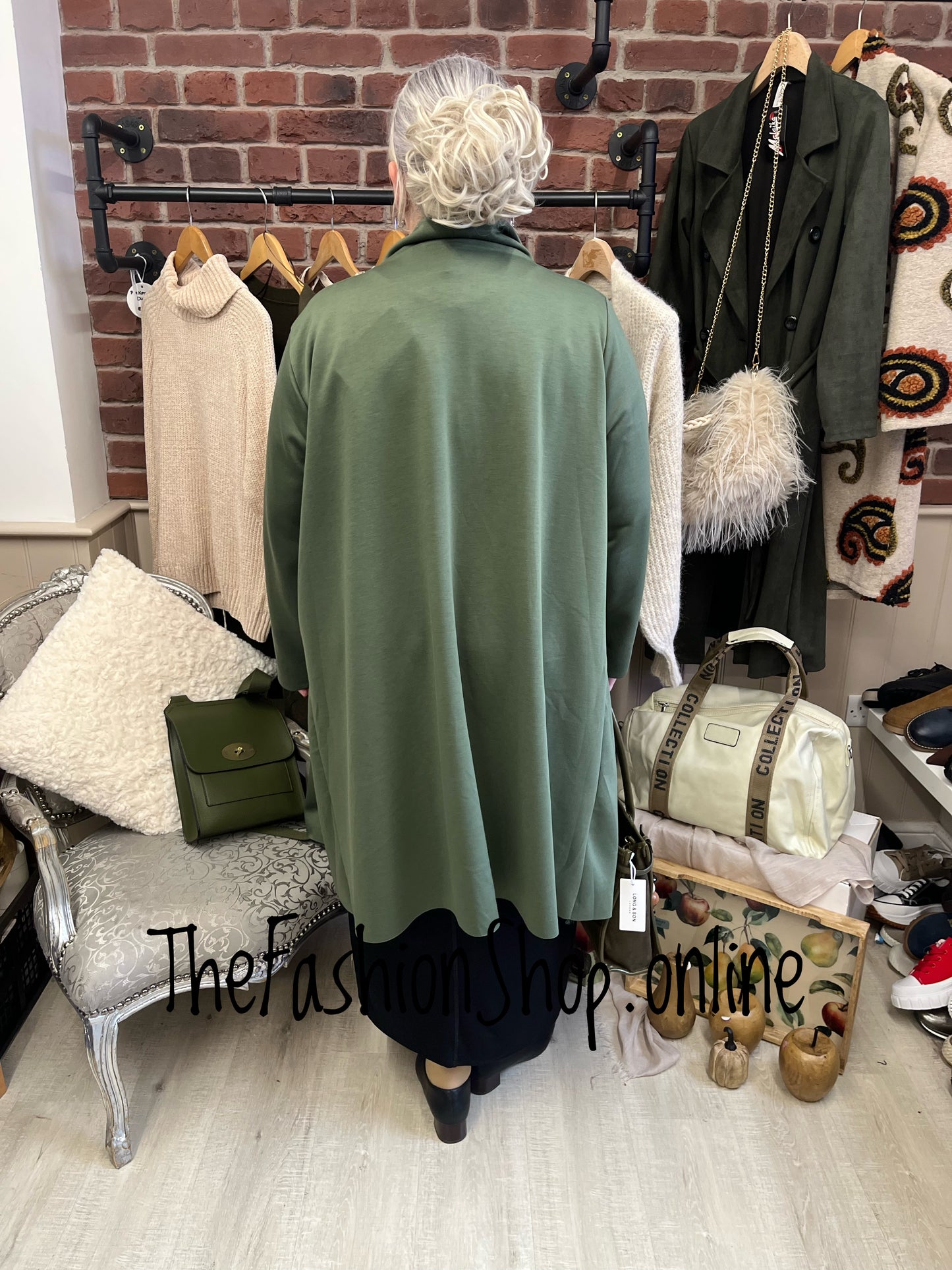 Erin khaki waterfall jacket 14-22