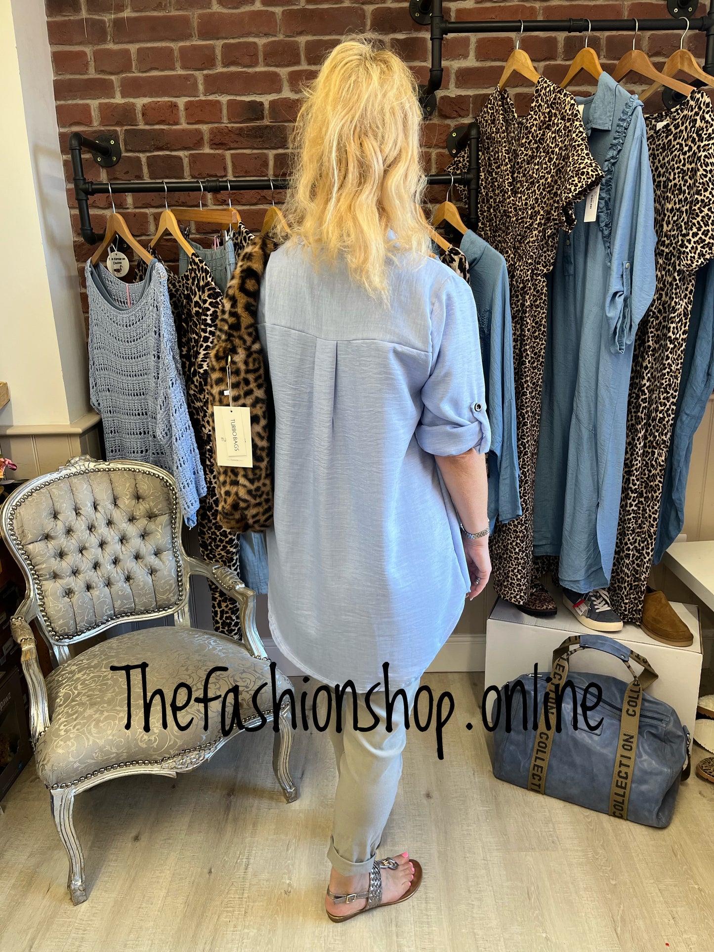 Layla blue high low blouse 8-14