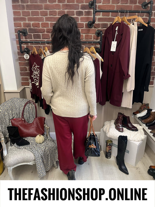 Alison beige cable knit button jumper 10-18