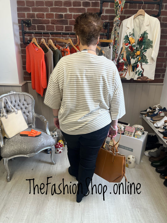 Elise beige and cream striped top 16-22