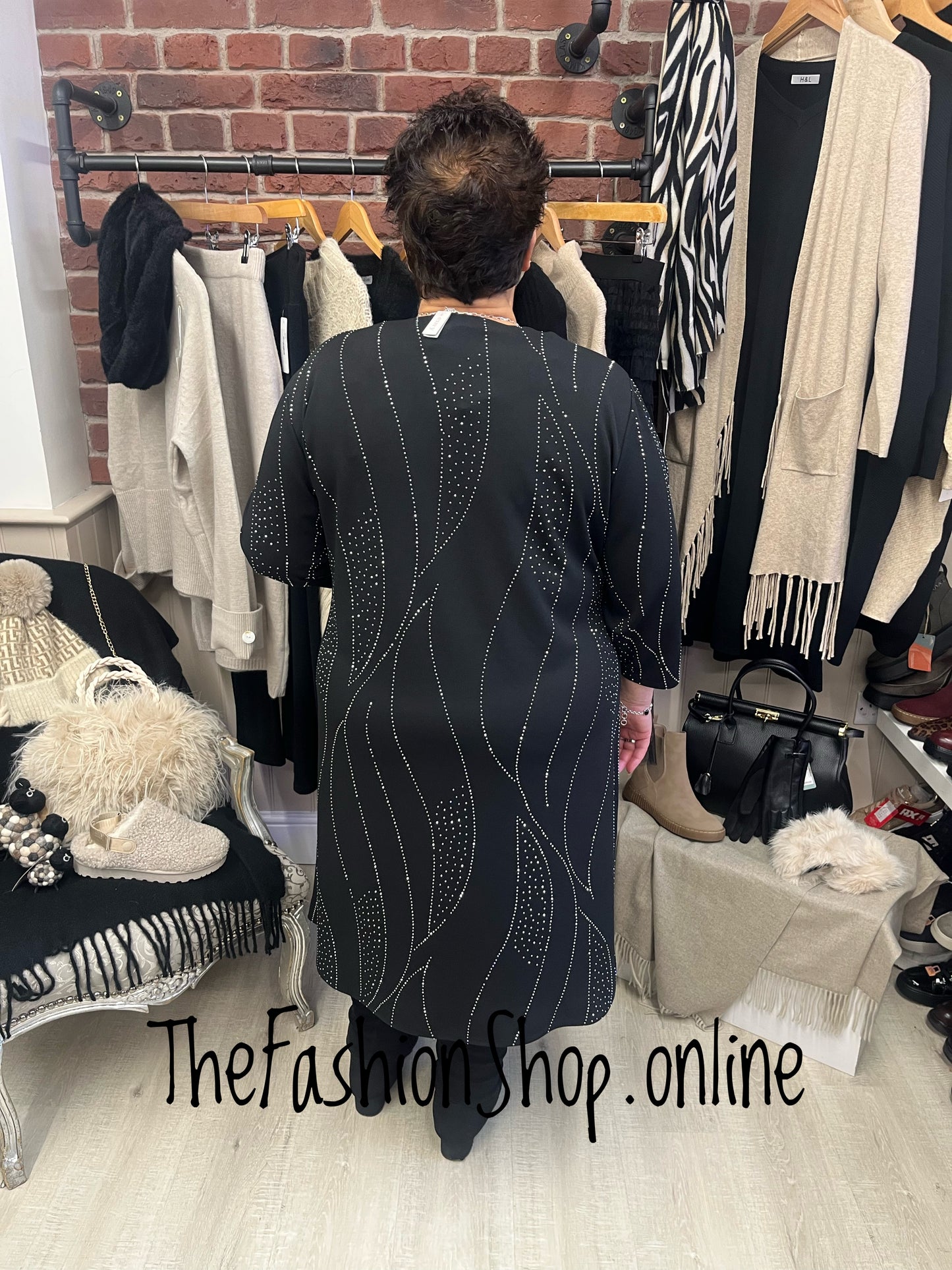 Annabelle black diamante evening dress 14-20