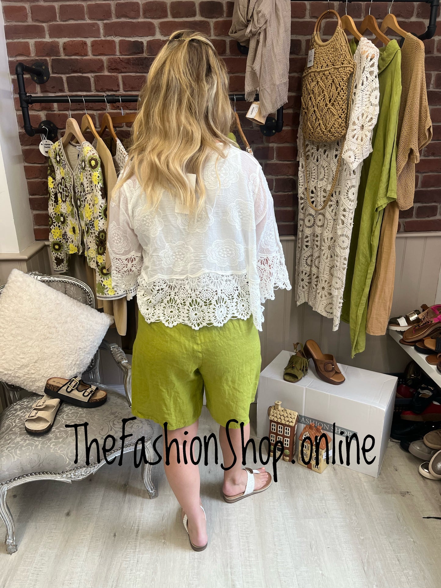 Robin lime linen shorts 10-14