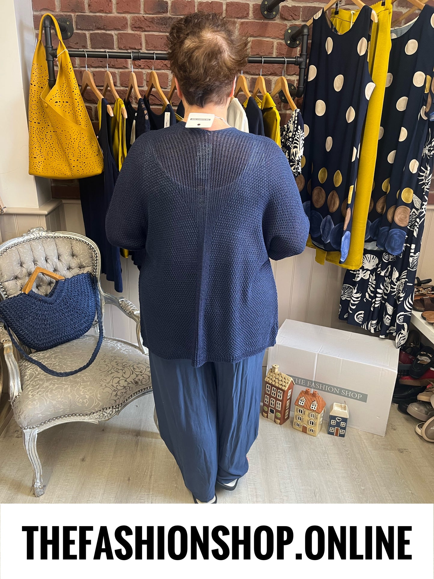Lara navy waffle cardigan 12-18
