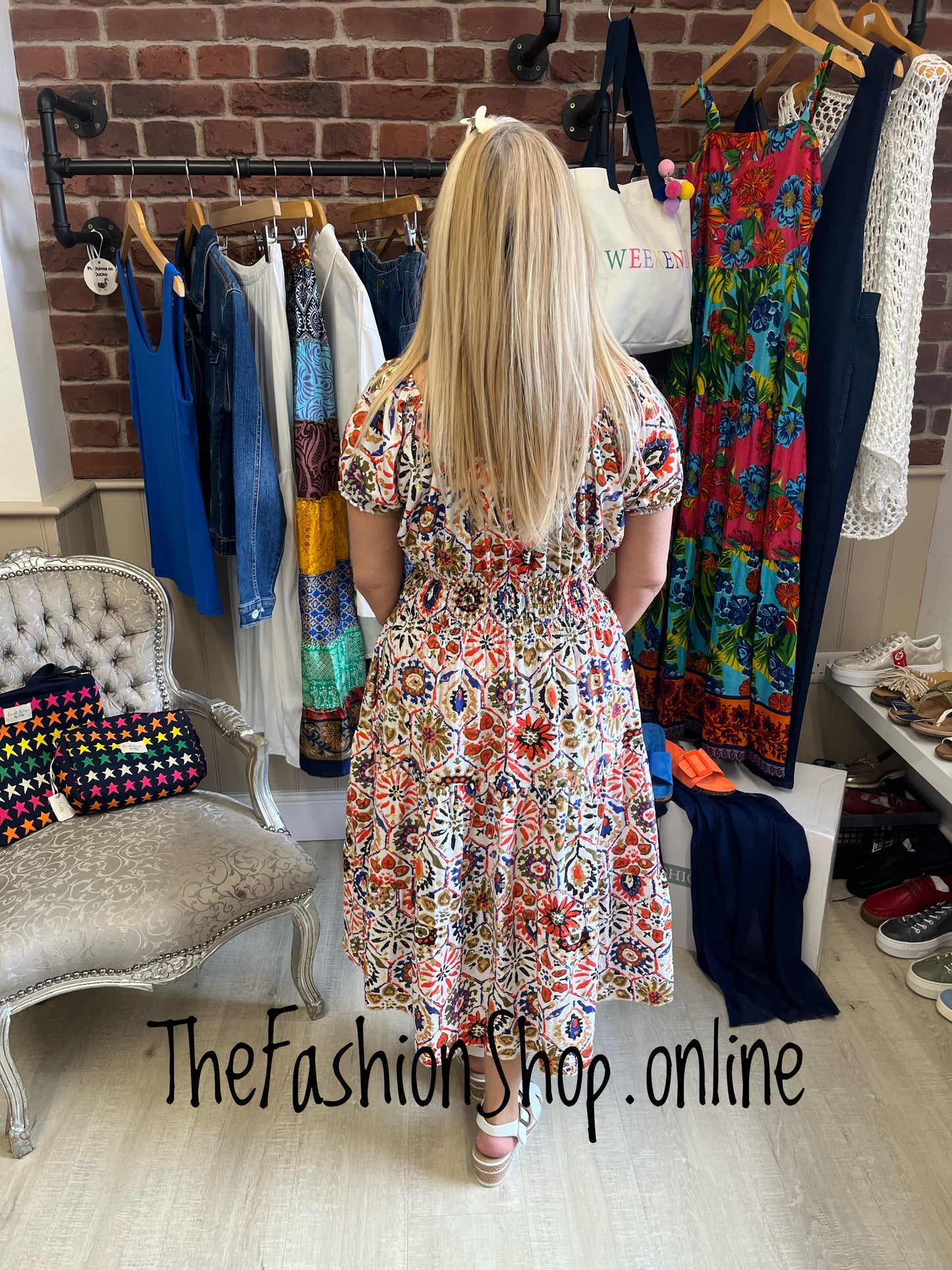 Avril boho print gypsy midi dress 8-16
