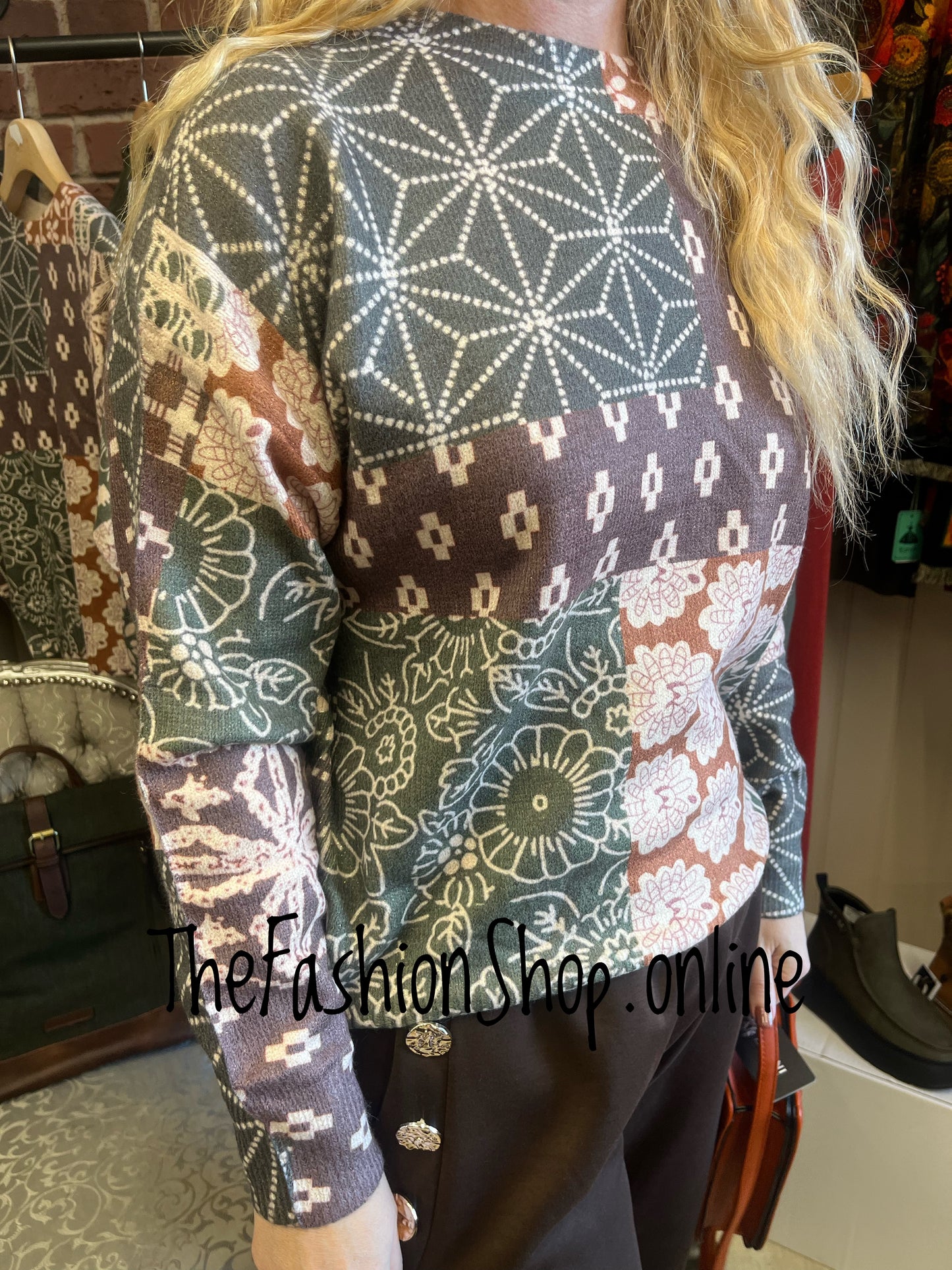 Keira Autumn Patchwork Knitted Jumper 8-16