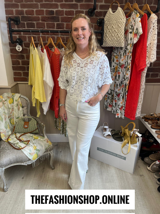 Ella white crochet layering top 8-12