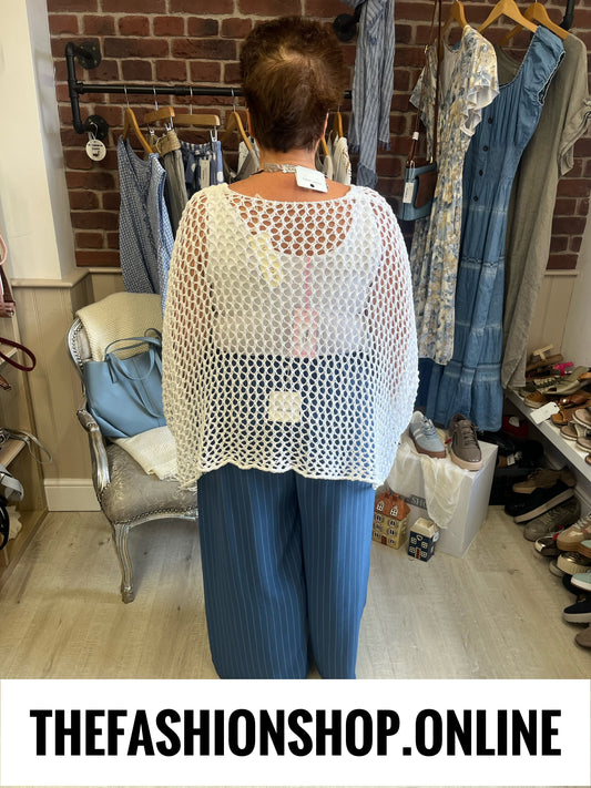 Chloe denim blue striped wide leg trousers 12-22