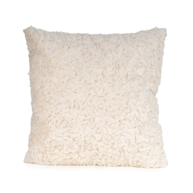 Candlelight Faux Fur Square Cushion in Cream